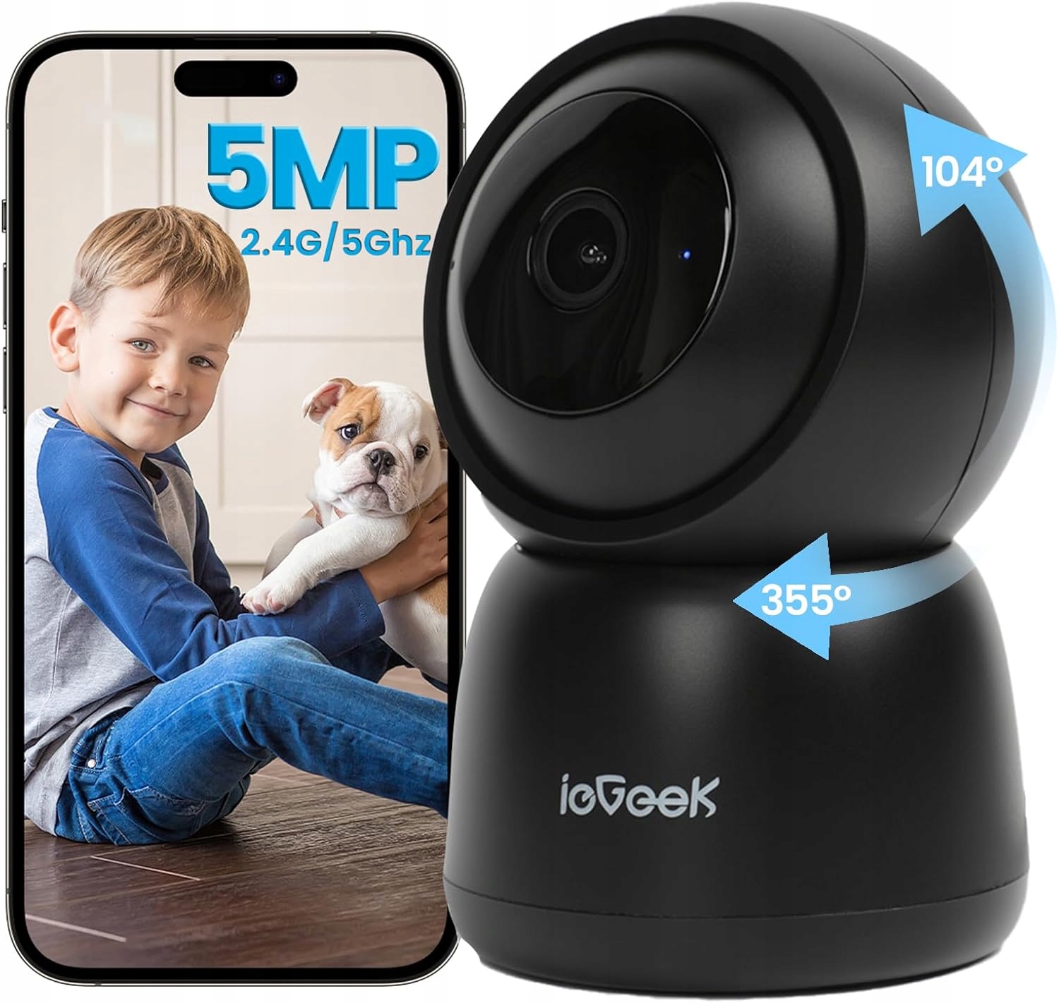 Vnitřní kamera WiFi Ip 5MPx Chůvička Elektronická Smart Audio Tracking