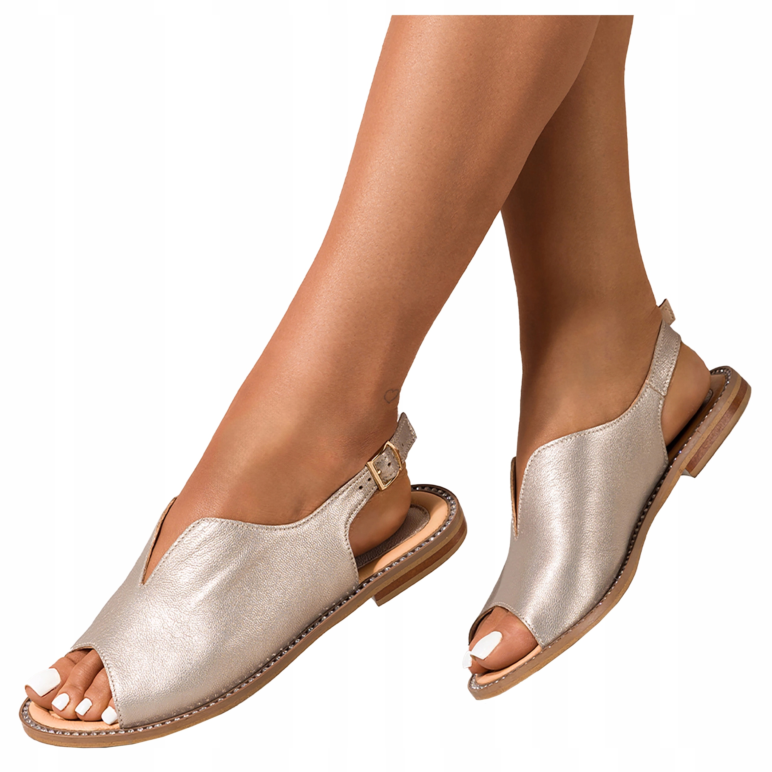 Dámské Sandály Zlaté Ploché Pohodlné Módní Produkt Polský vel. 36