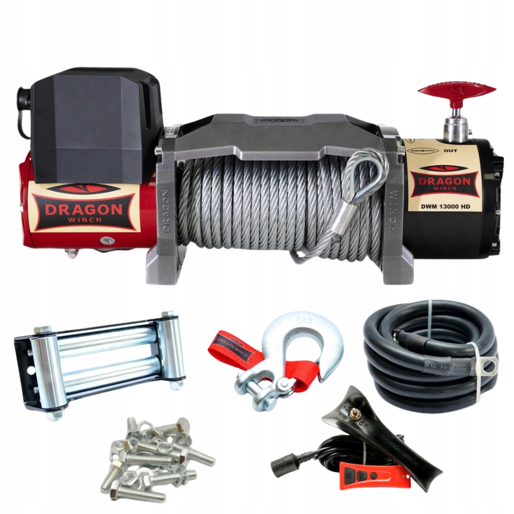 WYCIĄGARKA ELEKTRYCZNA LINOWA STALOWA 20M 6T DWM 13000HD DRAGON WINCH