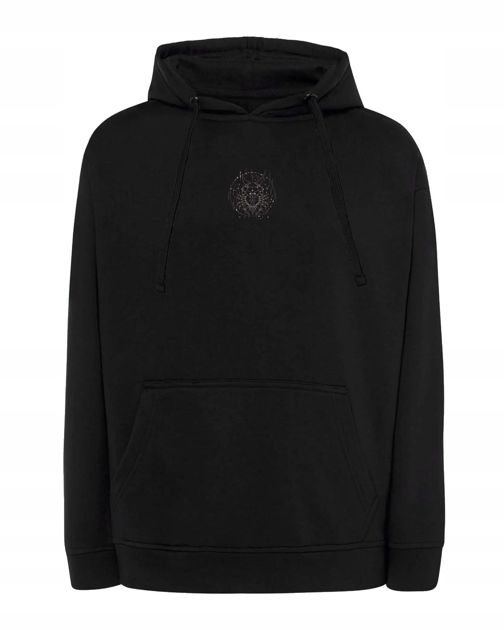 Mikina s kapucí Znamení Zvěrokruhu Rak Minimalistický styl Černá L