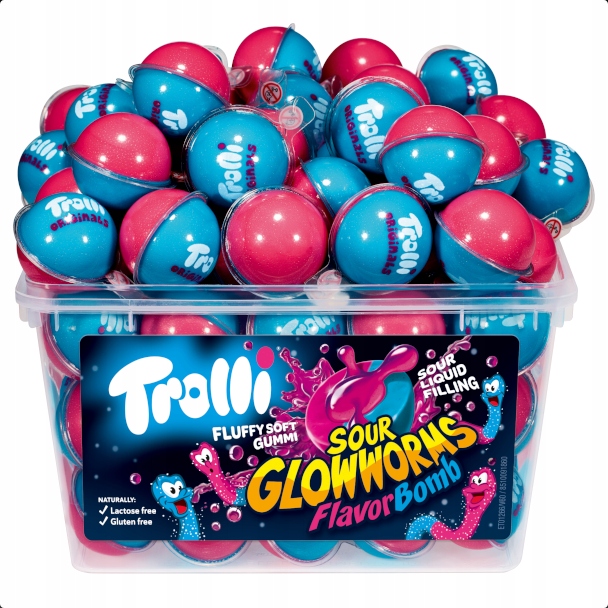 Trolli Želé Bonbony Sour Glowworms Flavor Bomb 60 ks