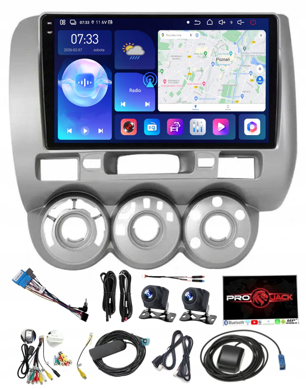 Rádio Navigace Carplay Gps Android Honda Jazz 2001-2008 6GB 128GB Sim