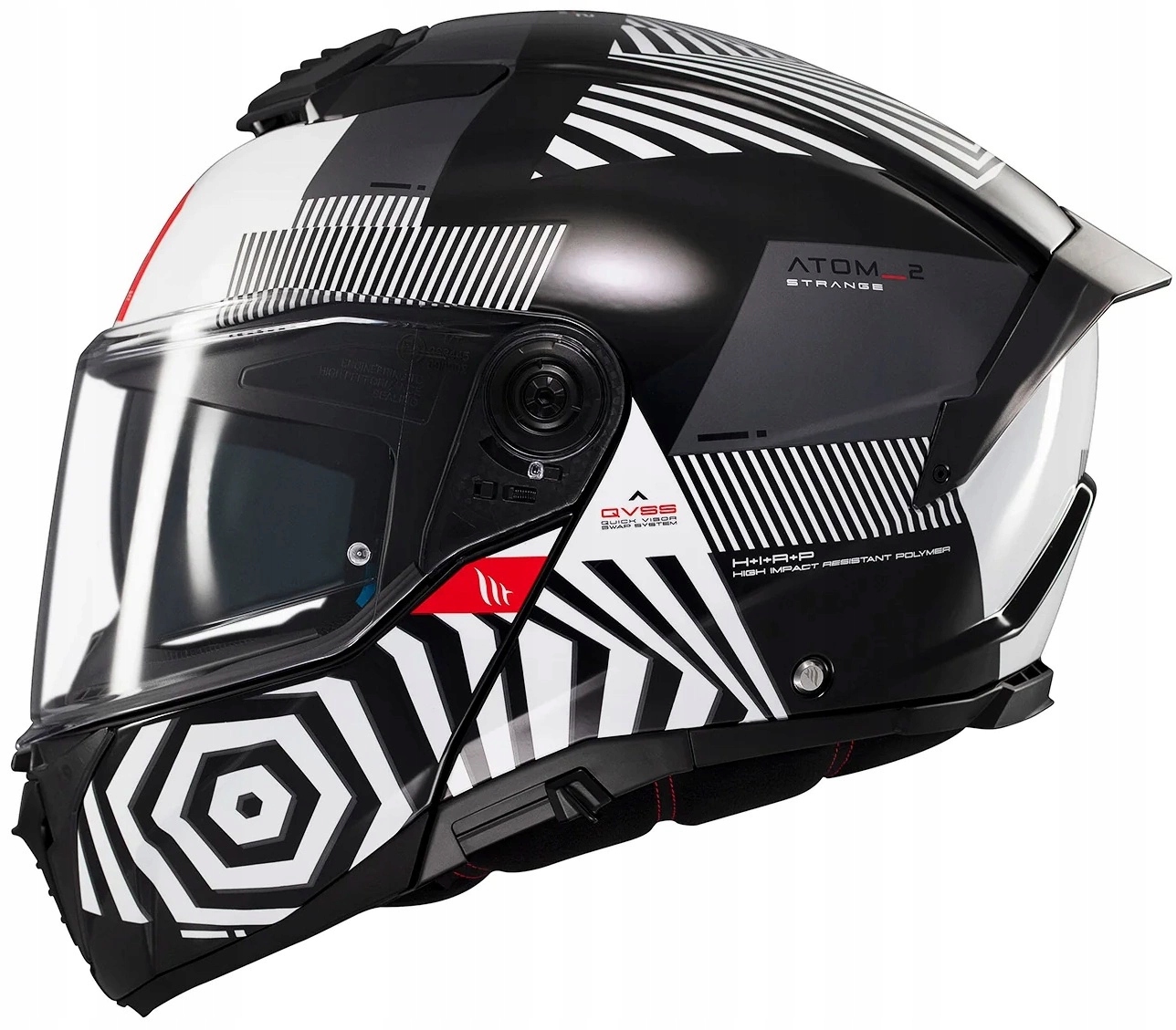 Mt Helmets Atom 2 Sv Strange B2 Čierna Biela Motocyklová Prilba Čierna Biela