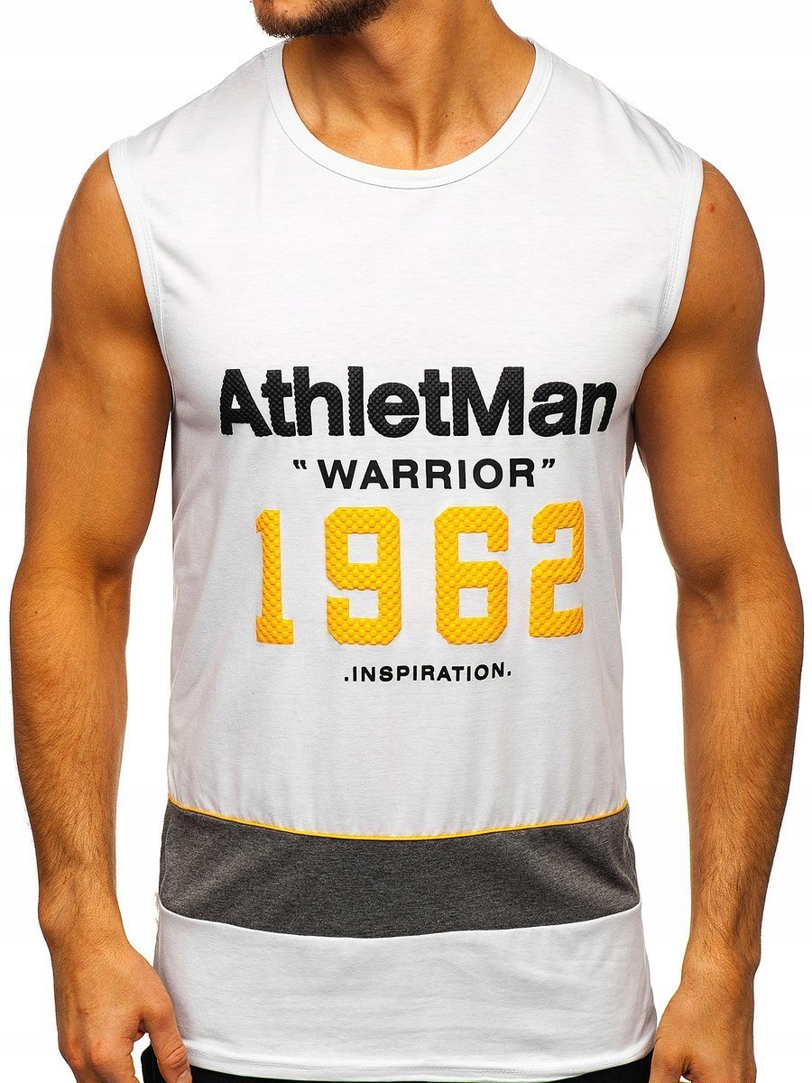 

T-shirt Męski Nadrukiem Biały SS11081 Denley_m