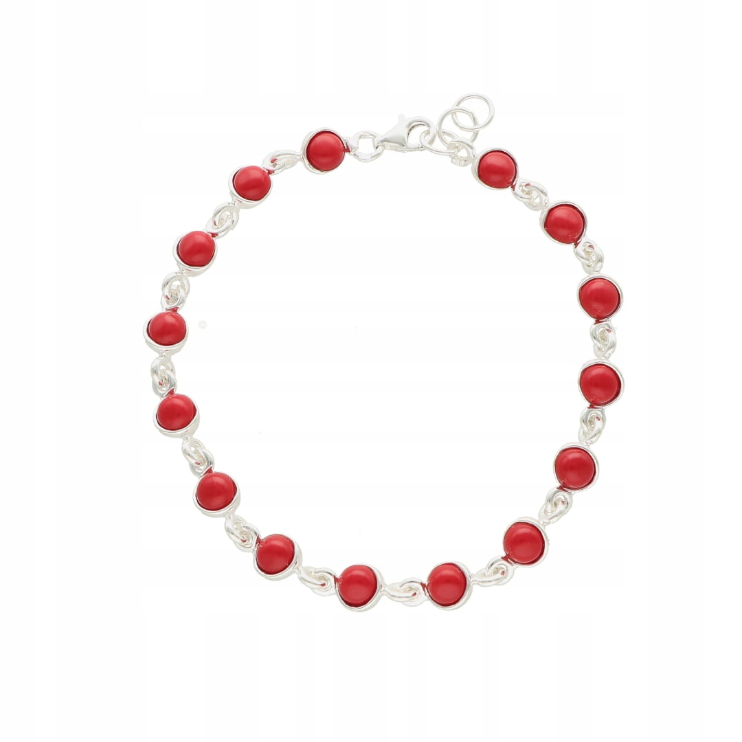 Náramek s korálem, kulatý, stříbro