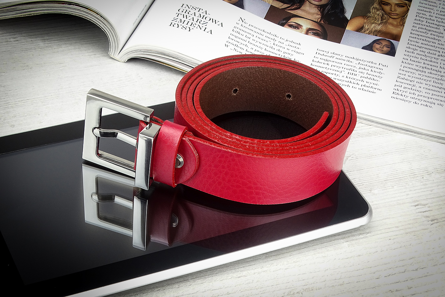 Pasek Damski Czerwony Do Spodni Gracio Klasyczny Maks. szerokość 3 cm