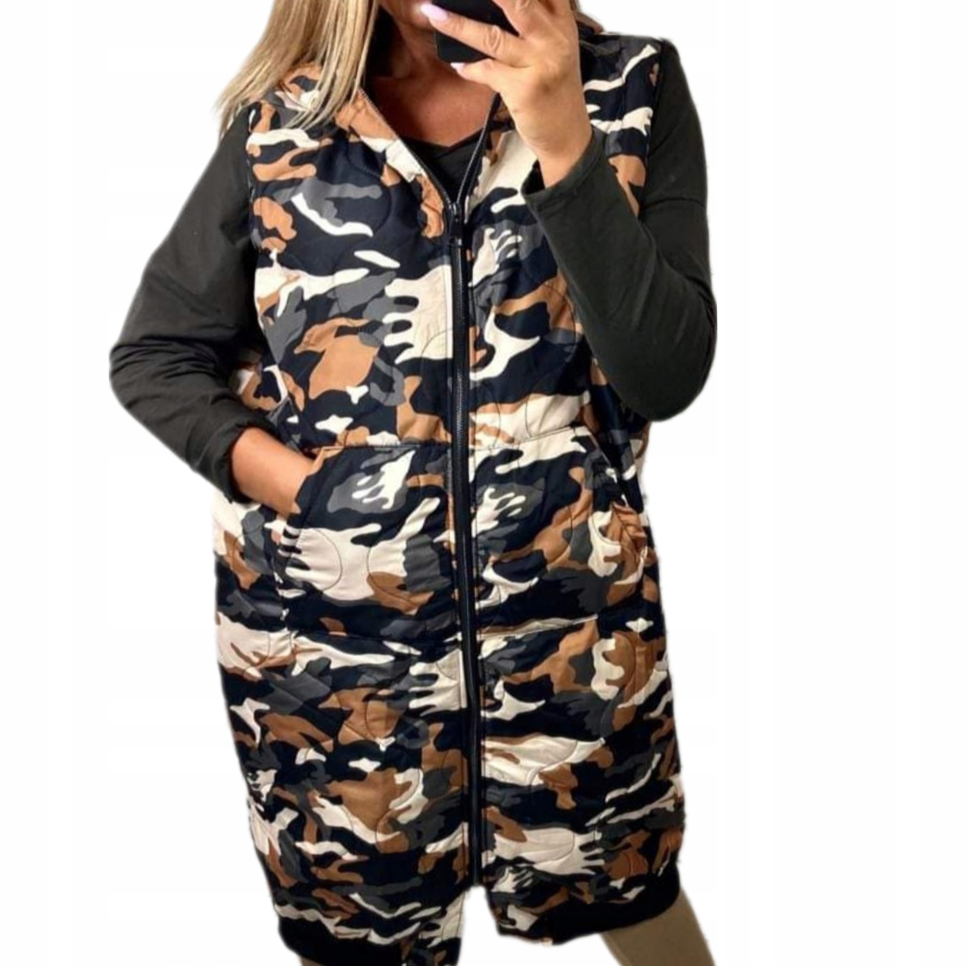Vesta Vesta Dlouhá Kapuce Plus Size Velké Velikosti