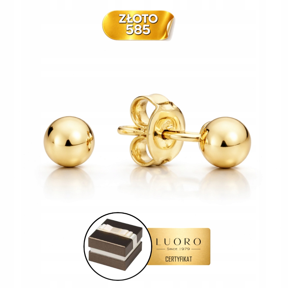 Náušnice Zlaté 585 14K Kuličky 8 MM Tyčinka Jemné Lehké Elegantní