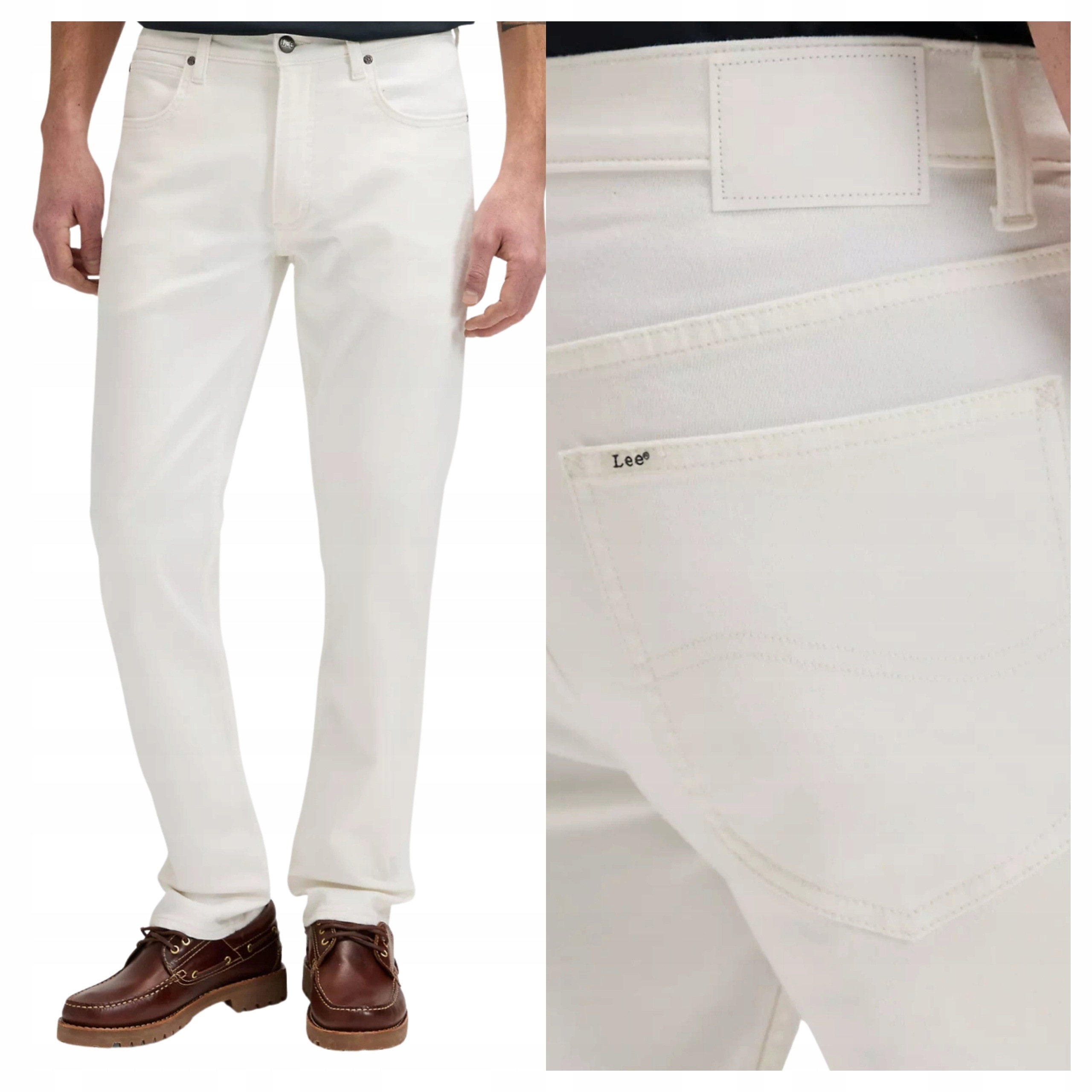 Pánské džíny Lee Daren White bílé, straight fit, bavlněné, rovné, W33 L30