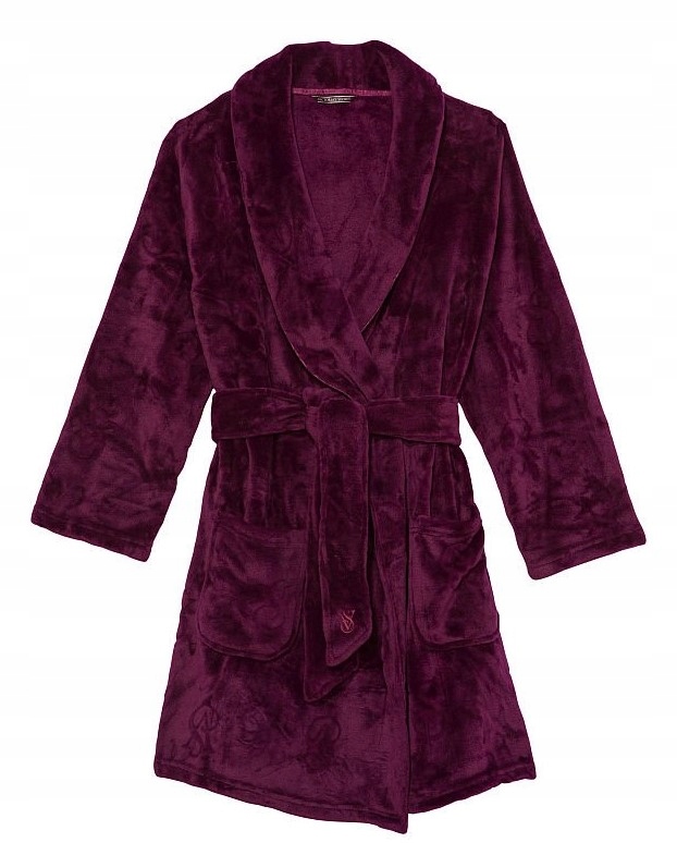 Szlafrok krótki Victoria’s Secret bordo logo Xs/s
