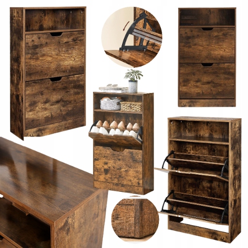 Vysoký regál, skrinka na topánky s 2 klapkami, otvorená polica, stojan do predsiene