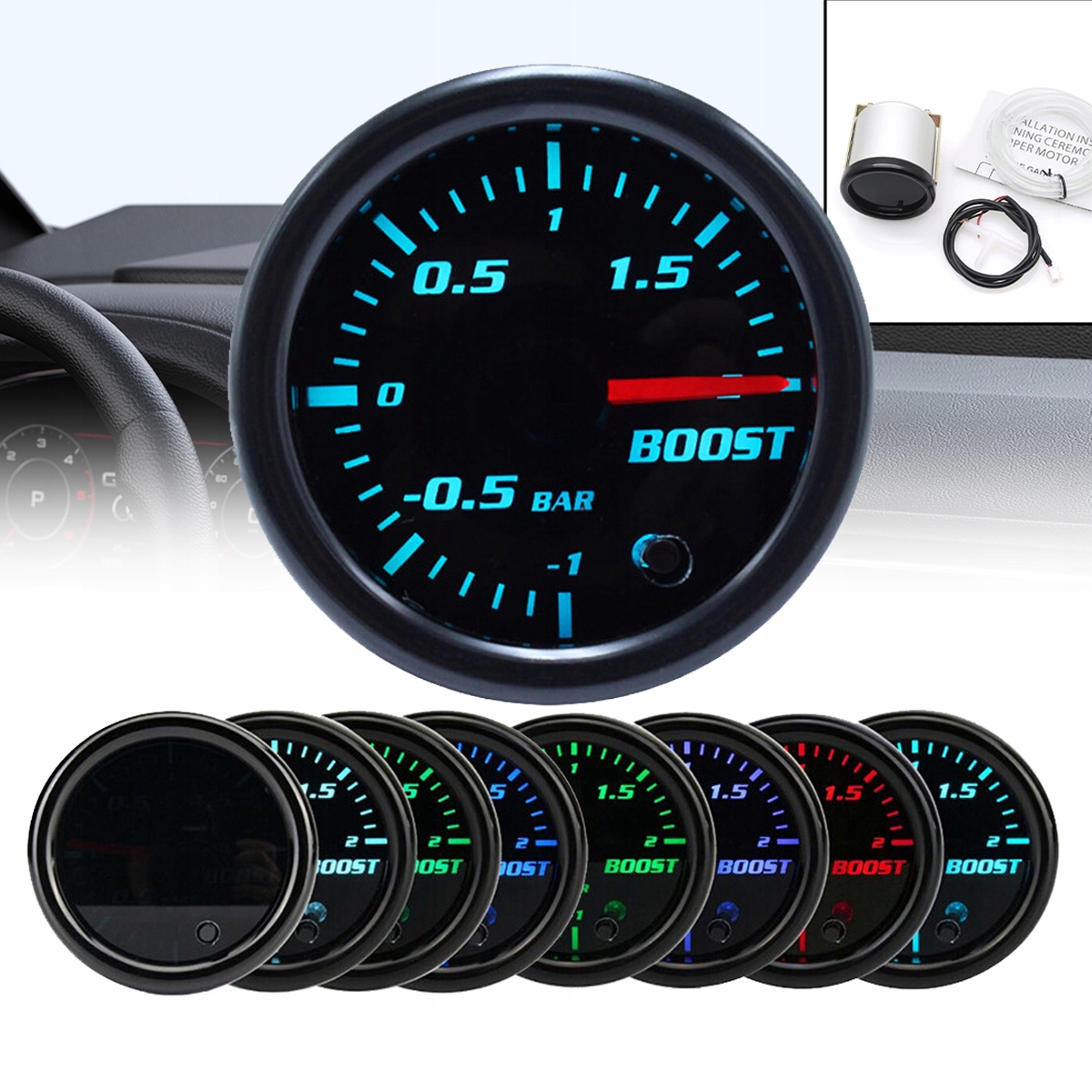 Turbo Nabíjecí Hodiny Boost Indikátor Různé Barvy Hrnek 52 mm