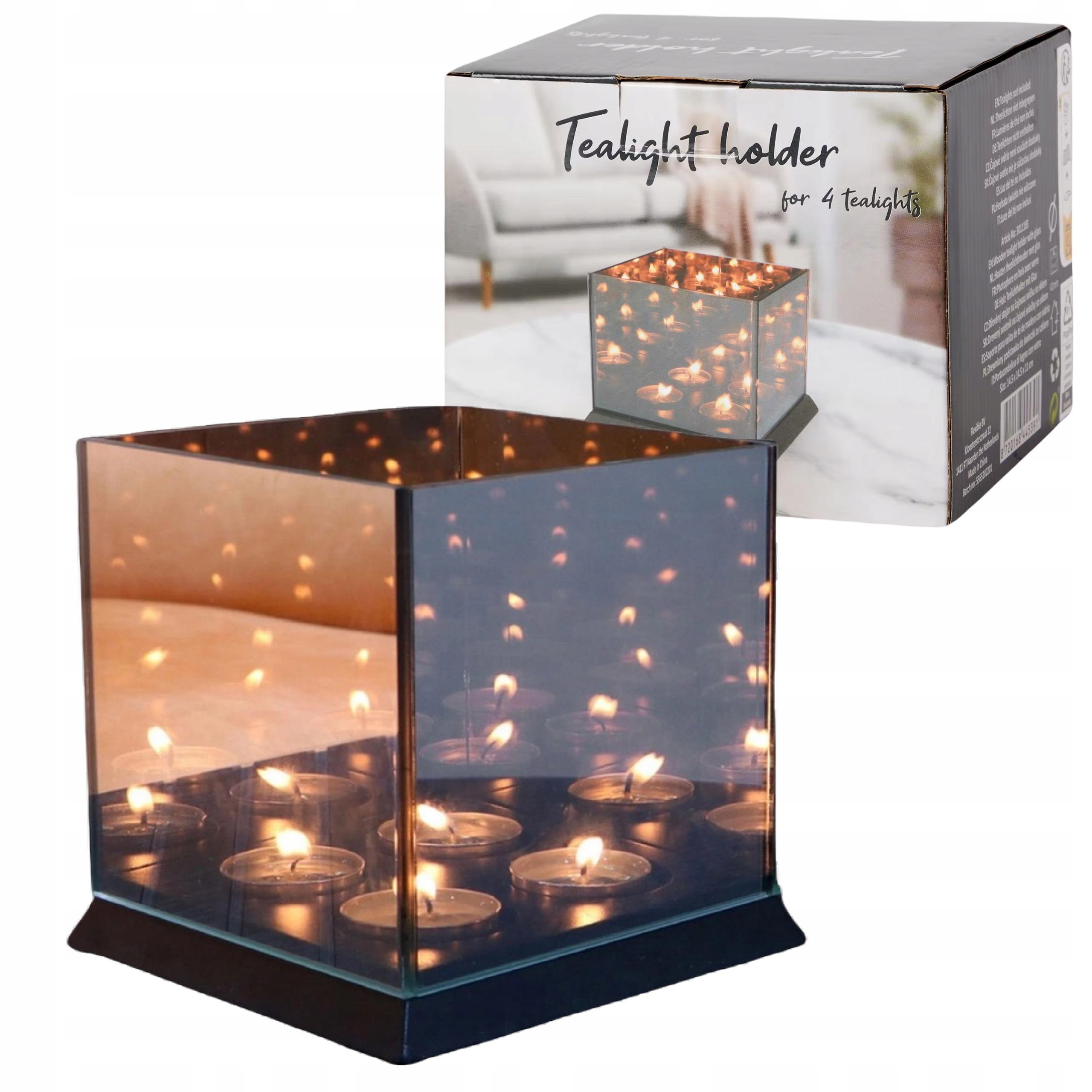 LUSTRZANY ŚWIECZNIK GLAMOUR NA TEALIGHTY 14,5 cm