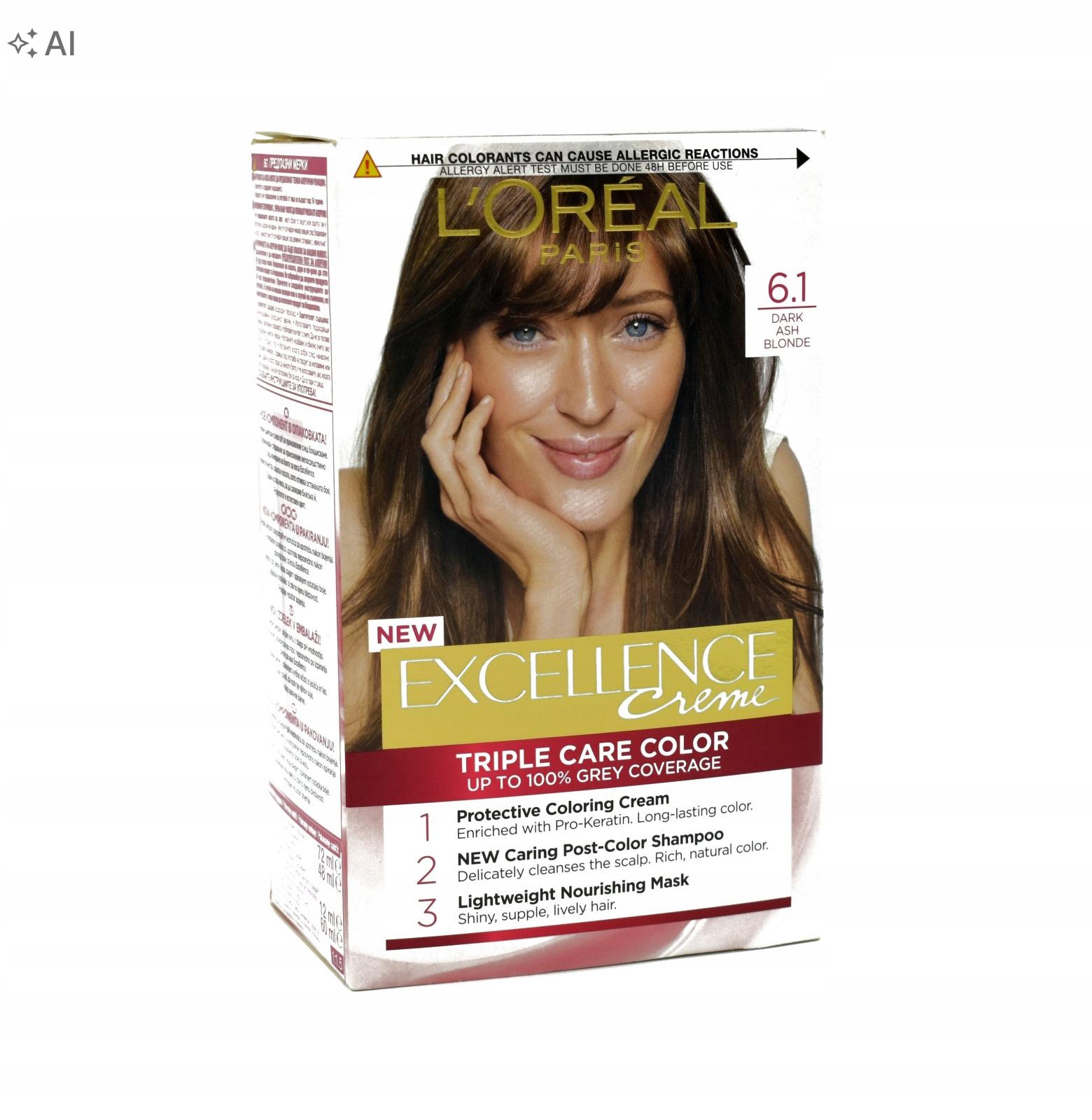 barva na vlasy Trvalá 6.1 Tmavě popelavý blond L'Oreal Paris Excellence