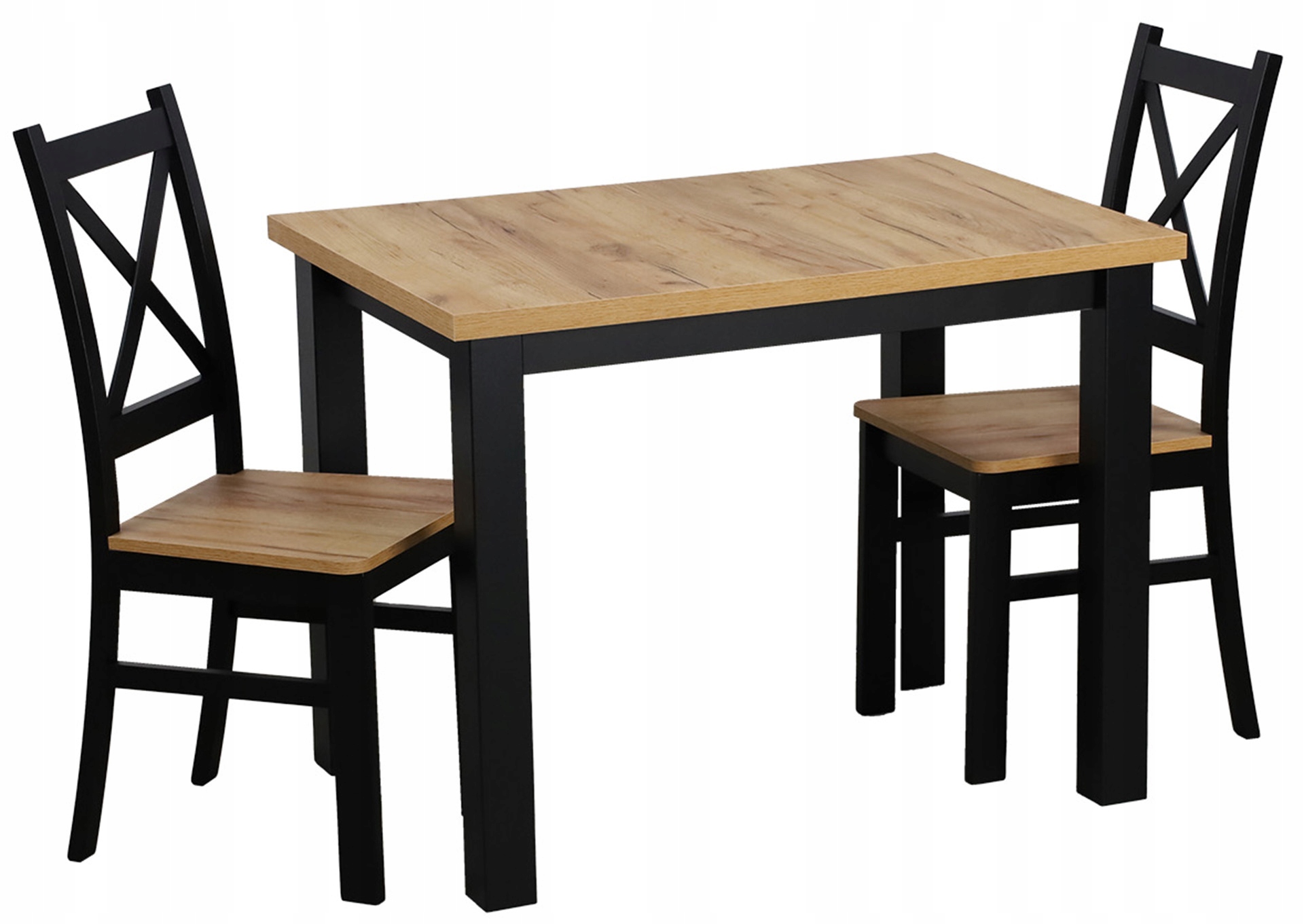Sada kuchyňský stůl 100x70 2 jídelní židle M0019-2 Černá/Dub Craft