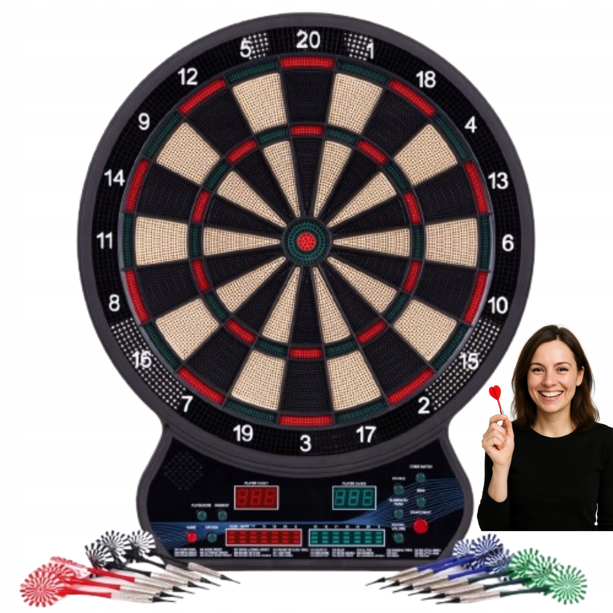 Elektroniczna Tarcza Do Darta Gry W Rzutki Lotki Tablica LCD 42 Cm 27 Gier