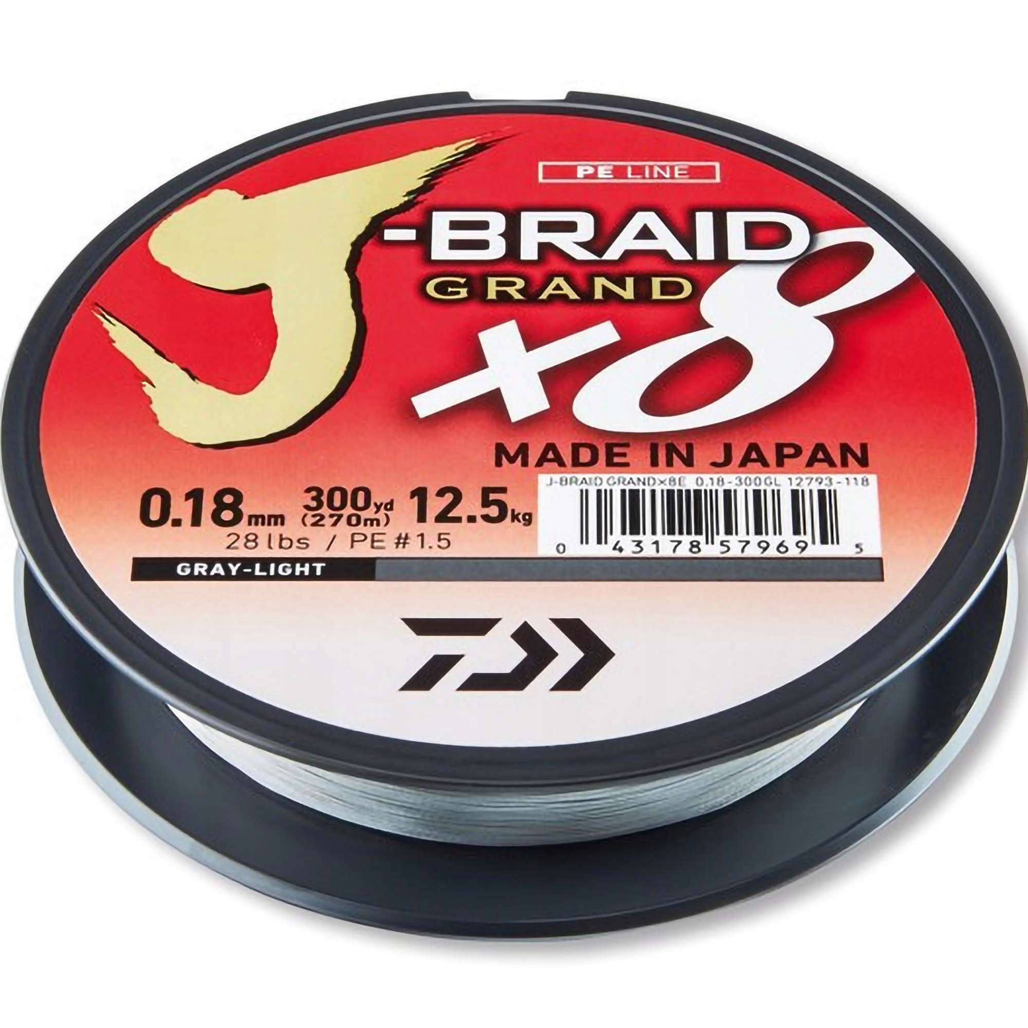 Plecionka Daiwa J-Braid Grand X8 0,16mm 135m Light Grey