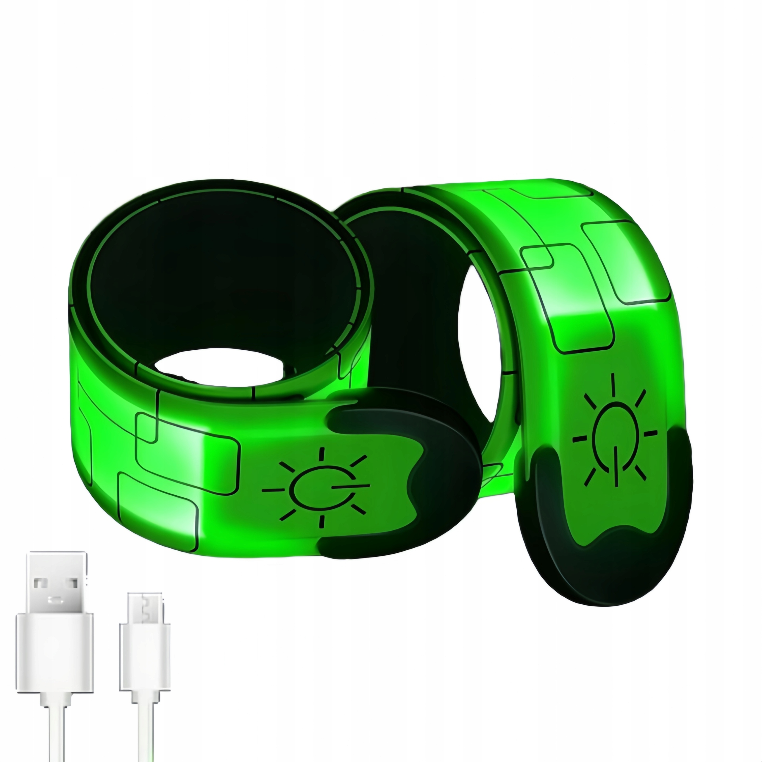 2x OPASKA ODBLASKOWA LED NA RĘKĘ RAMIĘ DO BIEGANIA NA ROWER WODOODPORNA USB