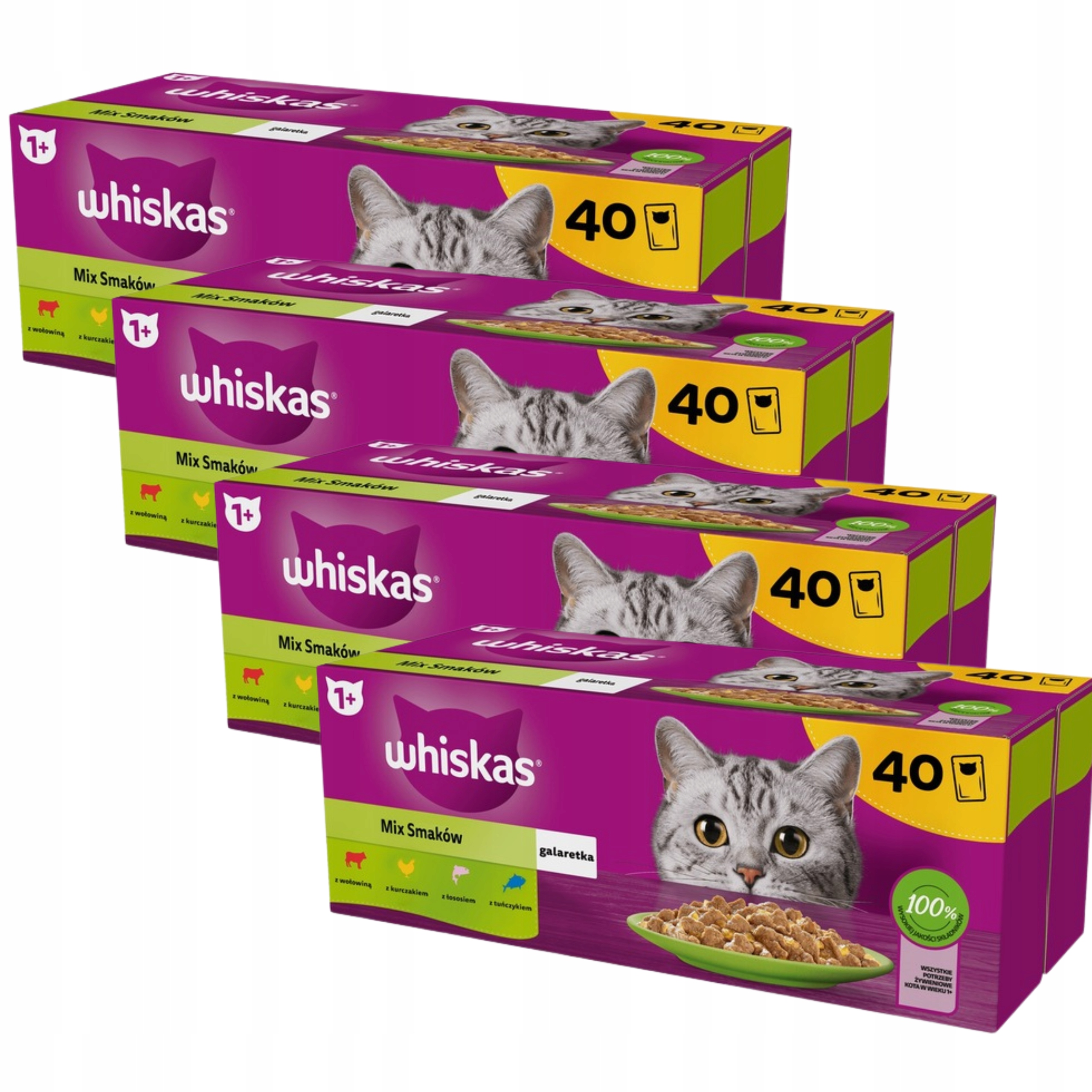 Whiskas MIX Smaków mokra karma dla kota mix smaków w galaretce saszetki 40x