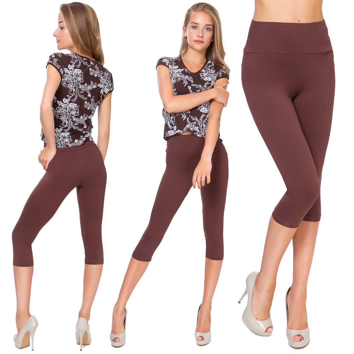 

Legginsy Bawełniane MIX Kolorów Panel Lwp 3/4 L