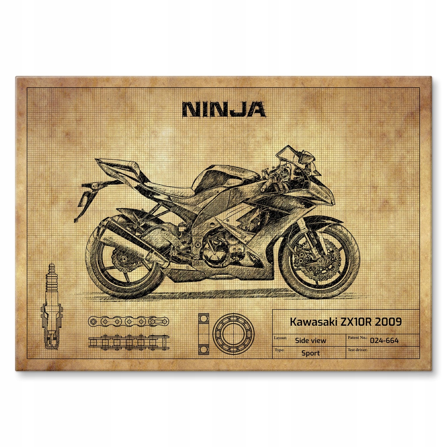 Kovový plakát Kawasaki ZX10R 2009 Dárek 30 x 42 cm