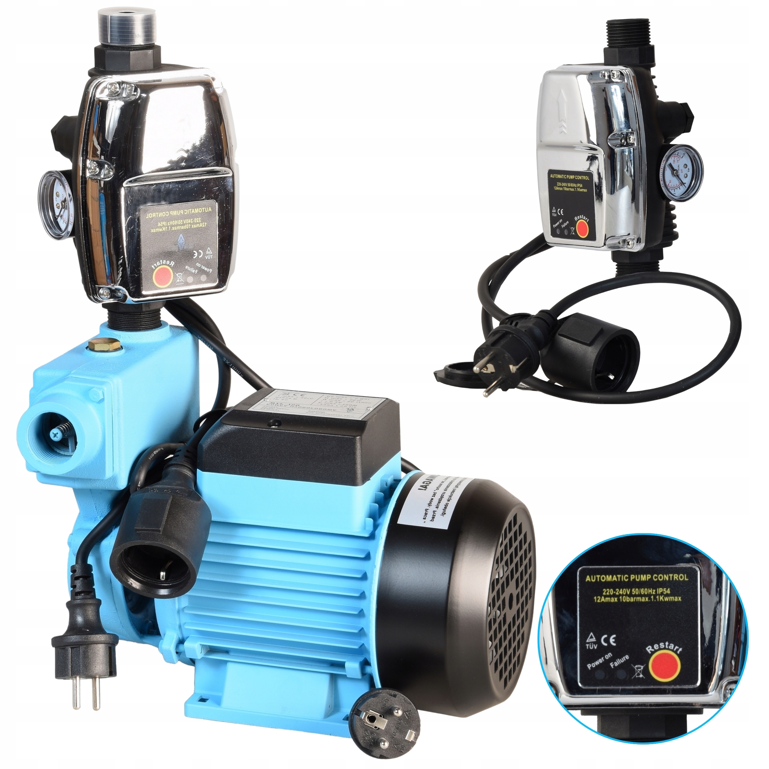 Výkonná Vodní Pumpa 750 W 50 L/min 5,5 Bar S Automatickým Ovládáním Chodu Na Sucho