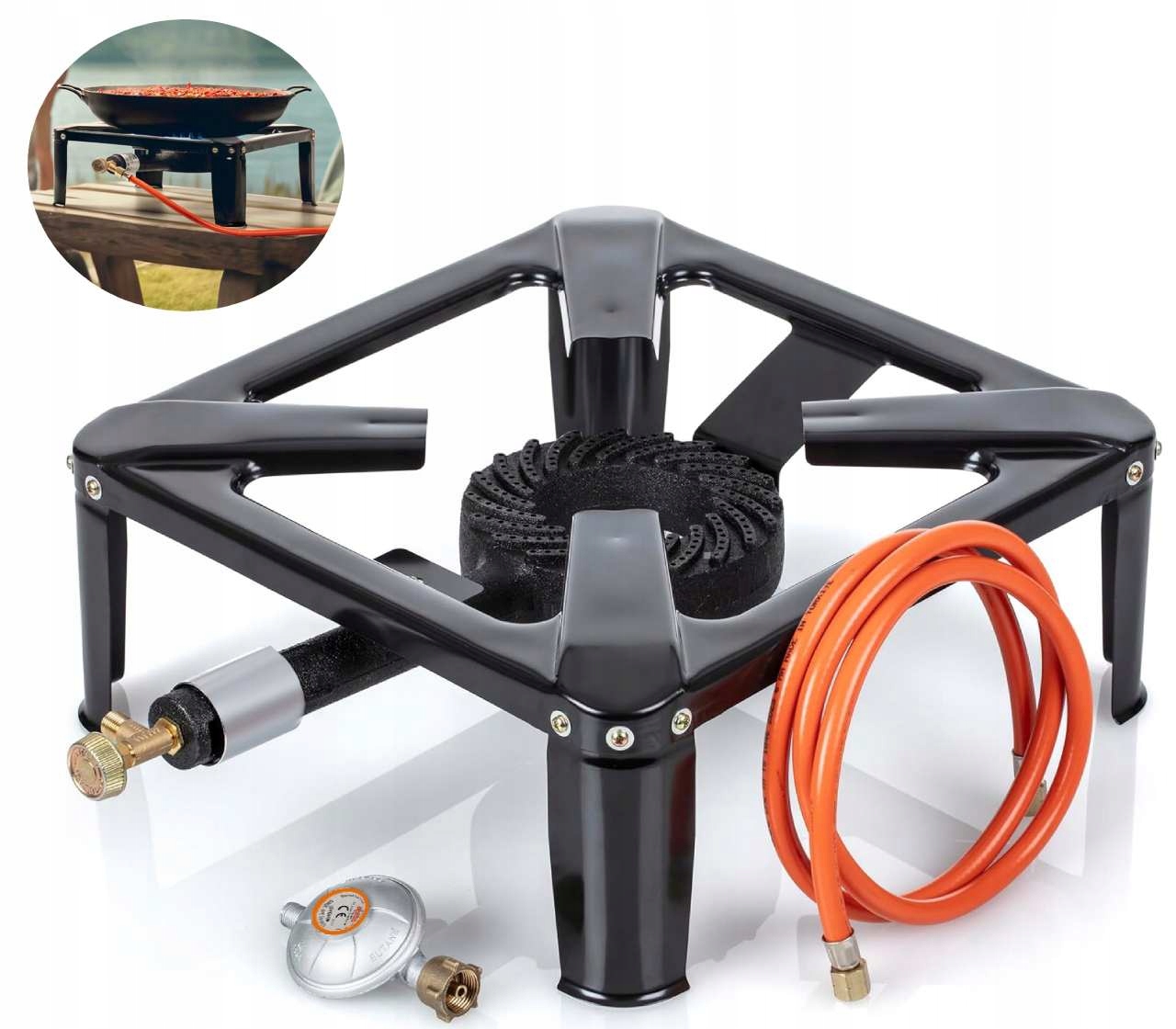 8 kW Plynová Stolička sporák Vařič Set 40x40 cm