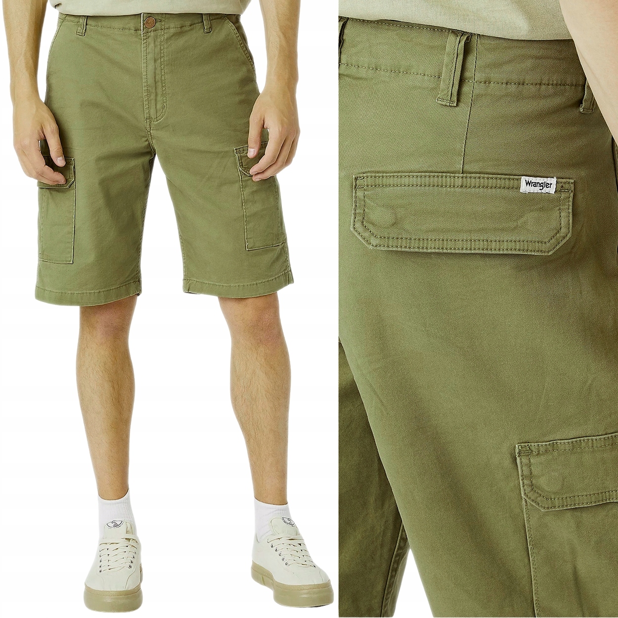 Wrangler Casey Jones Cargo Shorts Tone krátké zelené kraťasy šortky W31