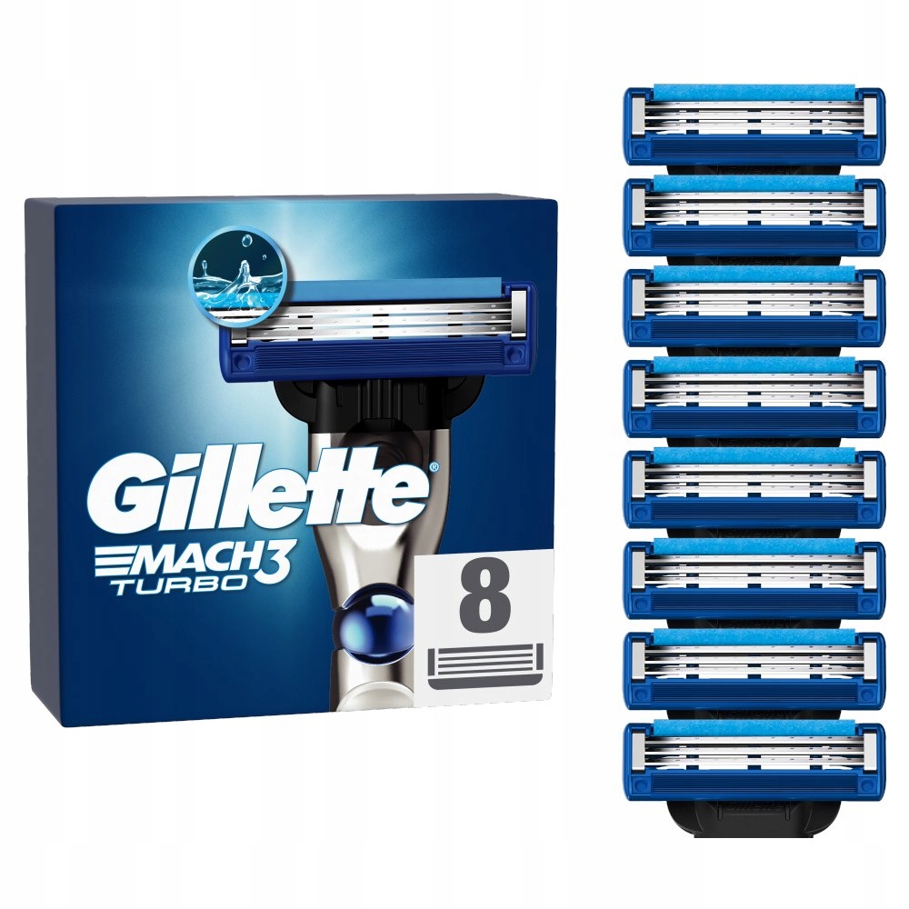 Gillette Mach3 Turbo 8 ks náhradních břitů Originál V Krabičce