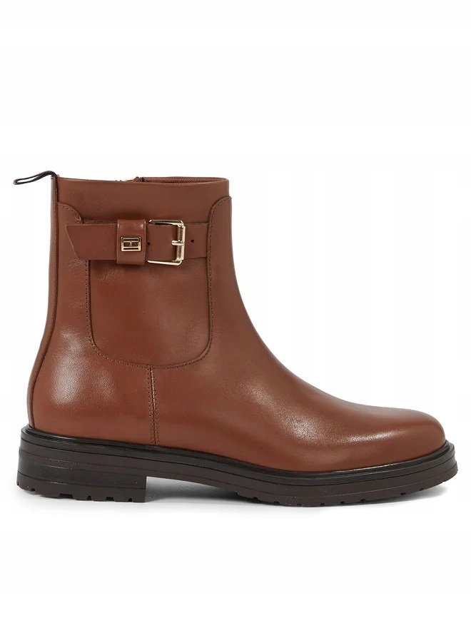 Tommy Hilfiger Kotníkové Boty Thermo Leather Belt Bootie FW0FW07479 Hnědá vel37