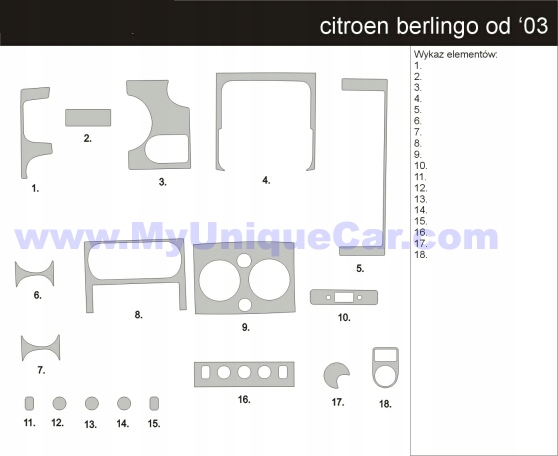 CITROEN BERLINGO 03+ OKLEINA KOKPITU DEKORY PANEL DREWNO CARBON KOKPIT 3D Producent inny