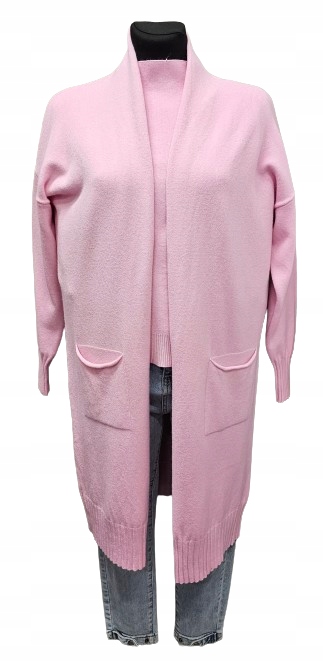 Dlouhý Kardigan S Kapsami Dolce Piccante růžová bonbónová Italia 189-149 Pln