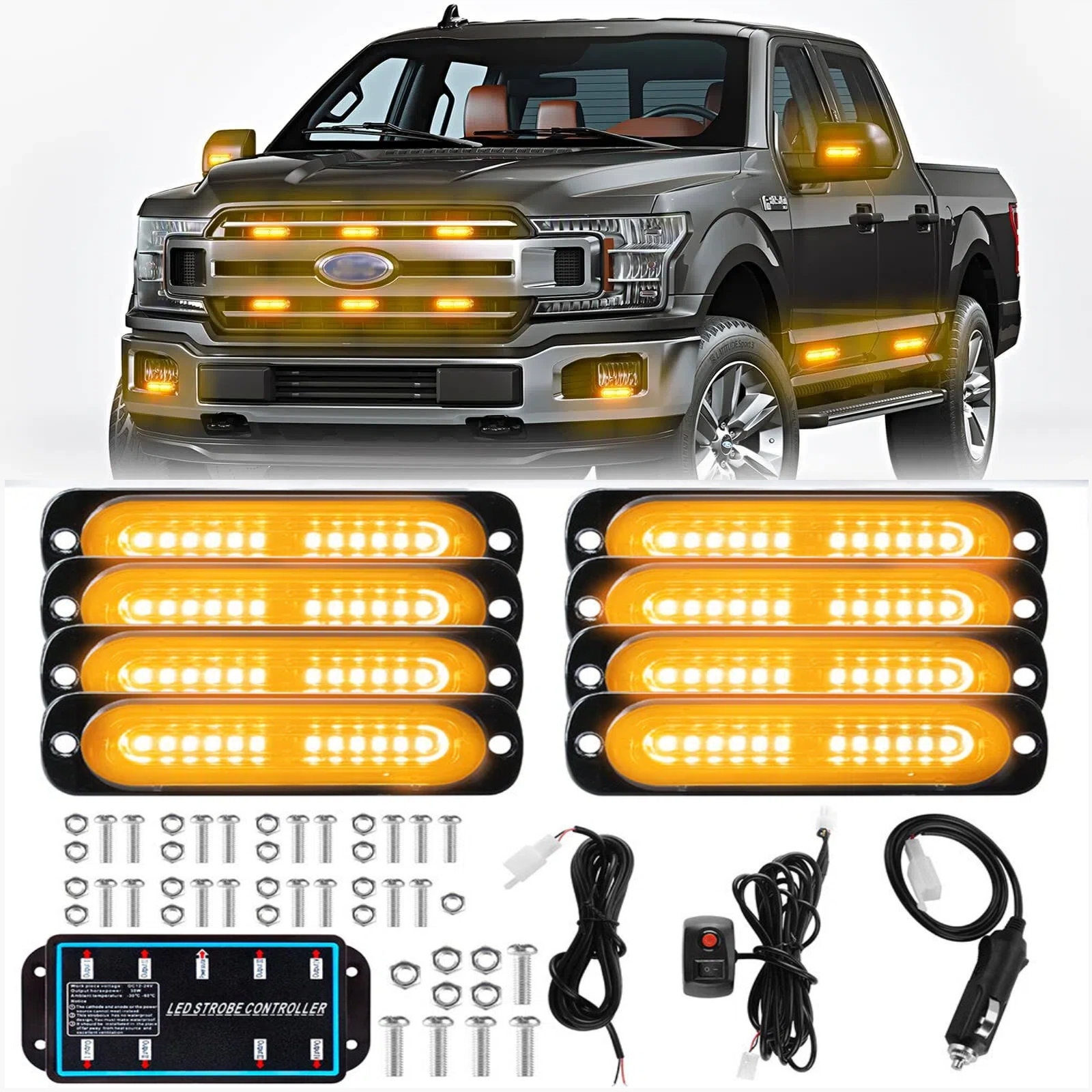 8X Led Výstražná Světla Autopřepravník Silniční Světla Stroboskop Silniční Asistence