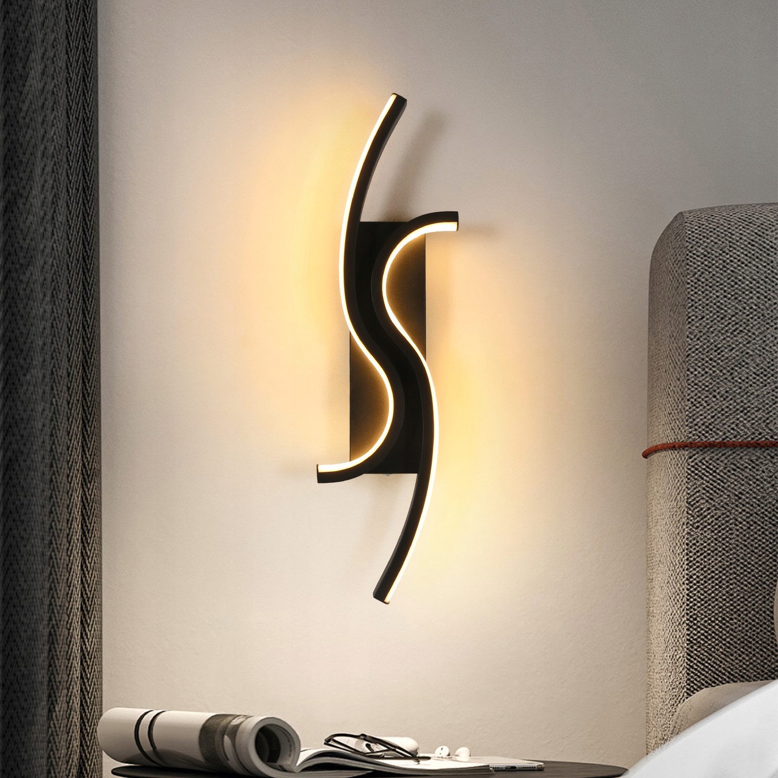 Lampa Scienna Led Kinkiet Czarna Nowoczesna Do Loft Korytarz 12W 3000K