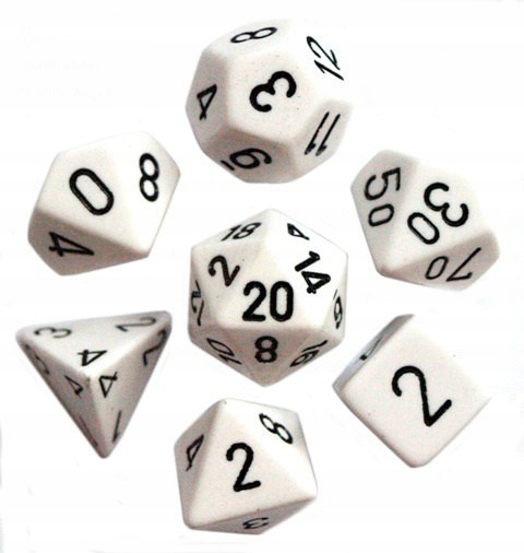 

Kości Rpg matowe białe zestaw 7 szt.