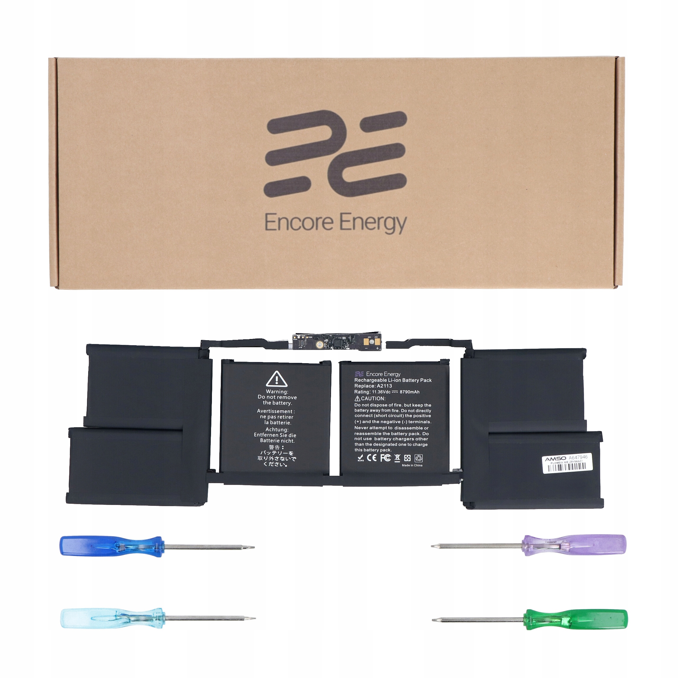 Bateria A2113 do MacBook Pro 16 A2141 Encore Energy 8790mAh śrubokręty