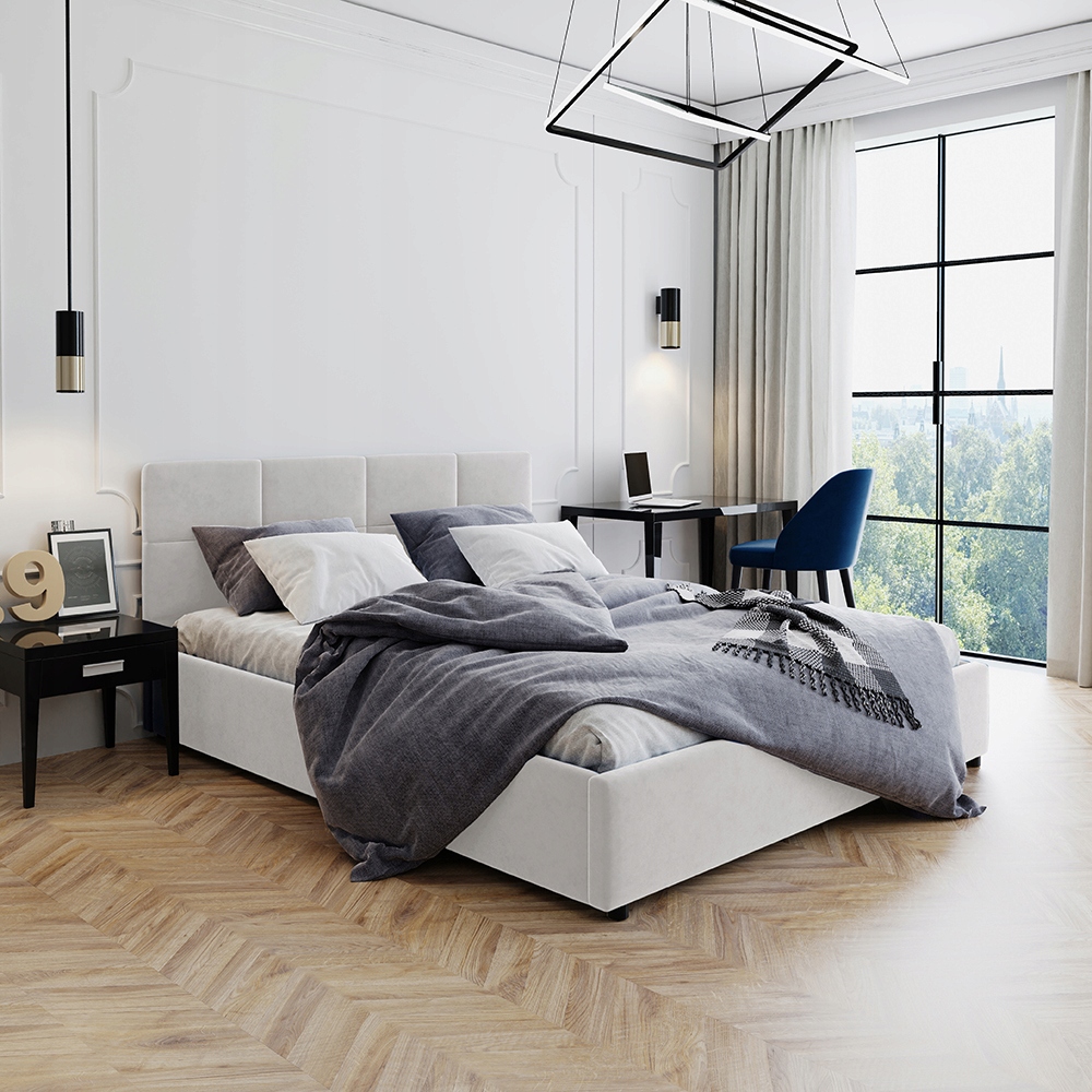 

Łóżko tapicerowane 160x200 pojemnik stelaż welur