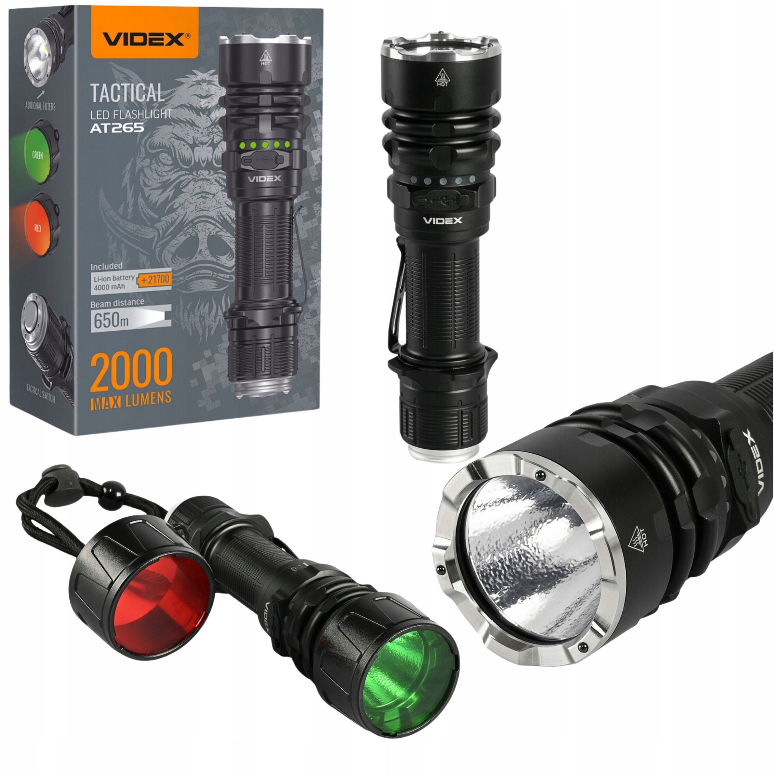 Multifunkční vojenská taktická svítilna Videx AT265 2000lm IP68