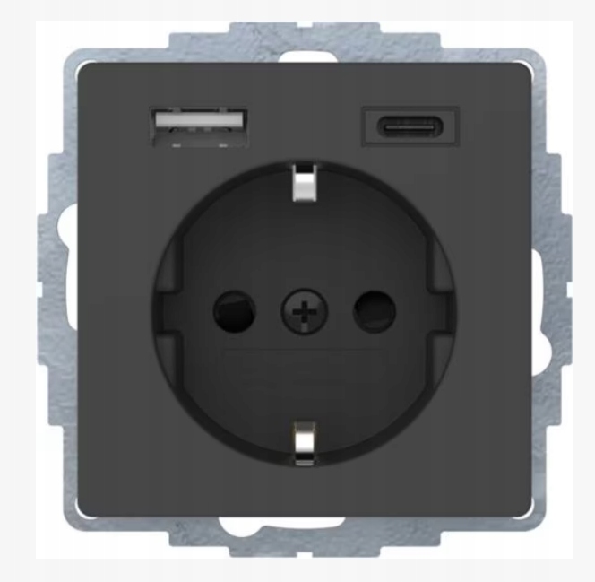Berker Q.1/Q.3/Q.7 Gniazdo Schuko z ładowarką Usb A+c 2.4/3.0A antracyt
