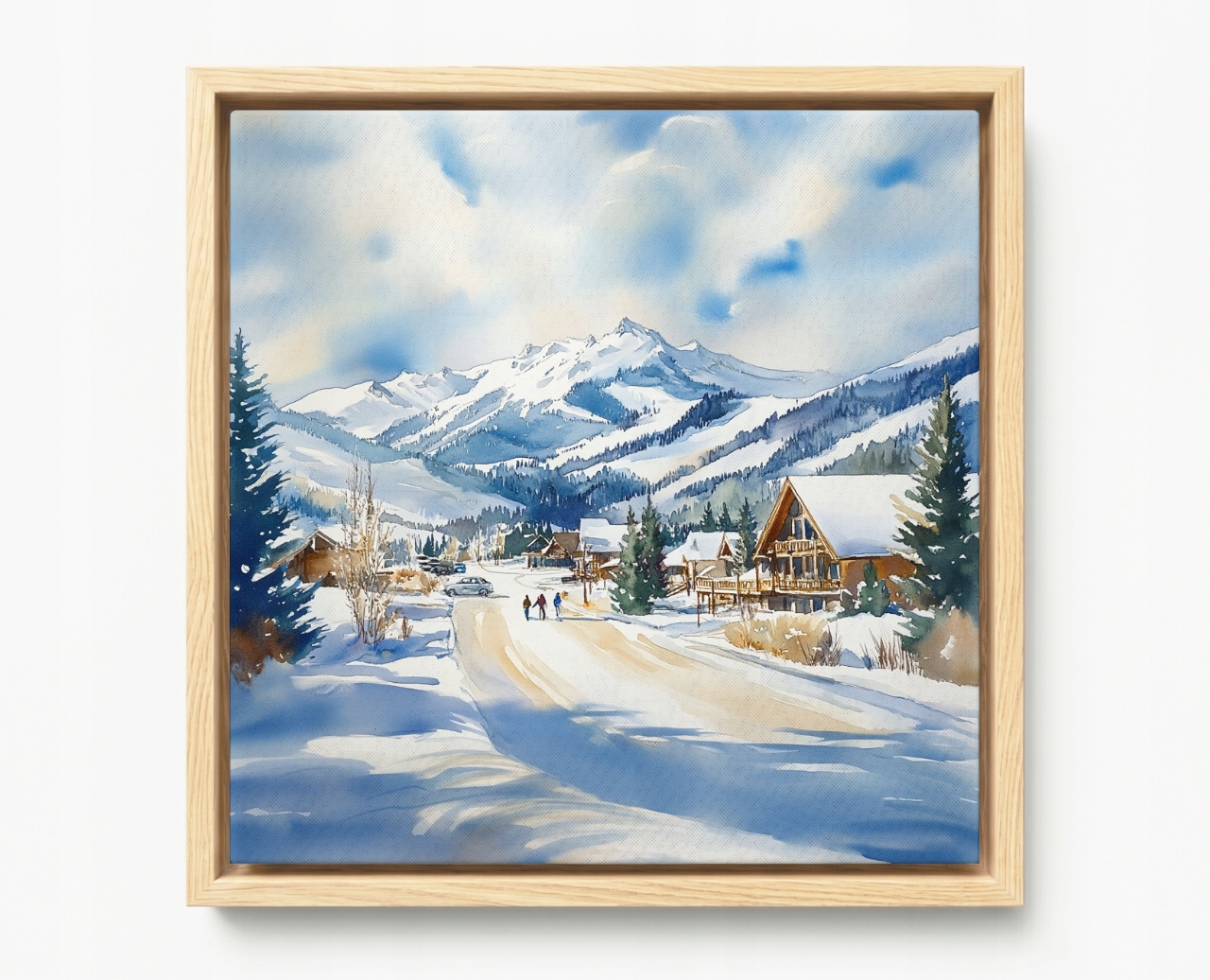 Obraz Rám American Box Krajina Zima Sneh Mráz Hory Kurort Dedina 60x60