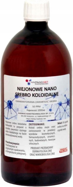 

Niejonowe srebro koloidalne Nano Hadwao 1l 50ppm