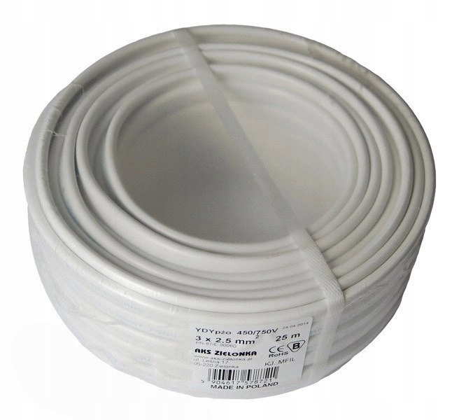 Przewód elektryczny płaski YDYp 3x 2,5 mm 25 m Aks Zielonka 450/750 V