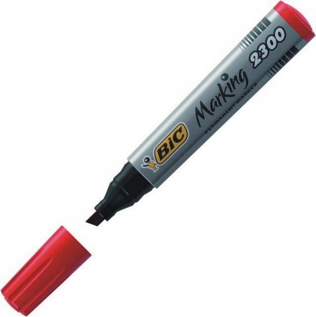 Marker permanentny BIC 2300 czerwony ścięty