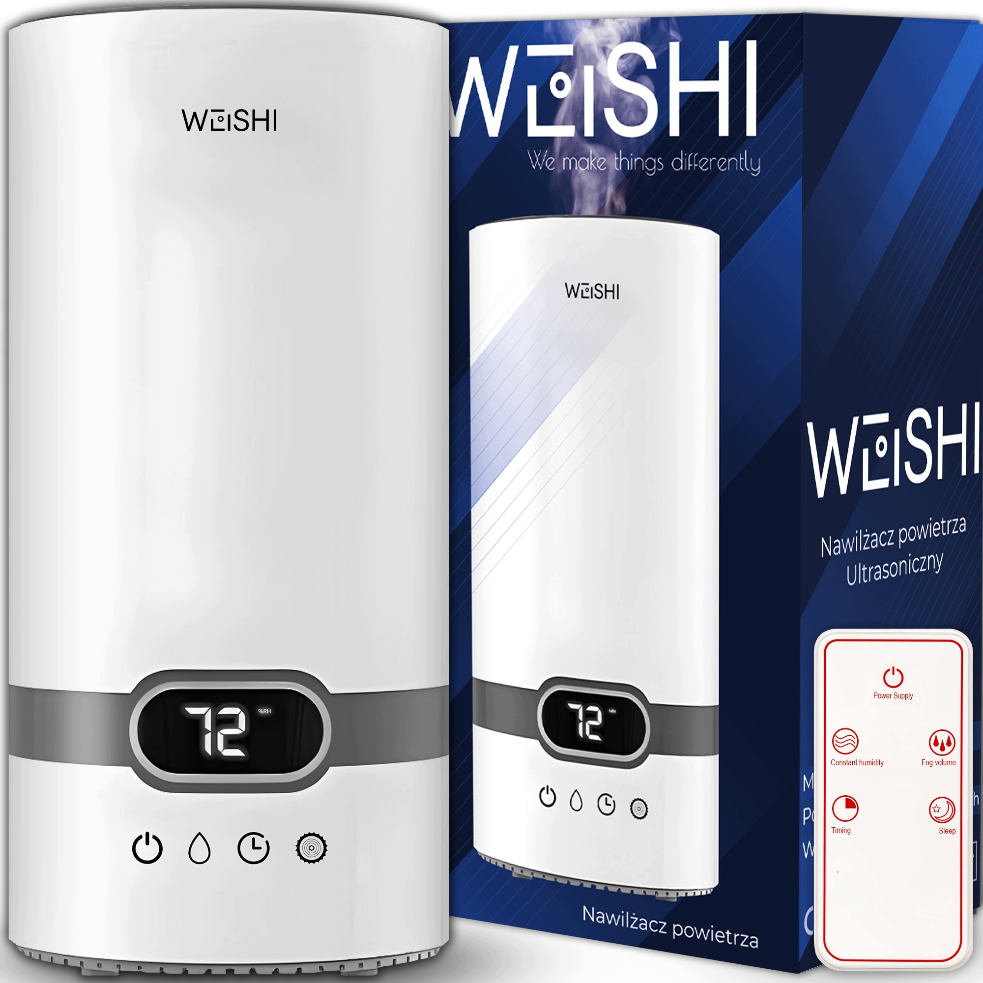 Nawilżacz Powietrza Ultradźwiękowy Dyfuzor Aromaterapia Smart Filtr Pilot