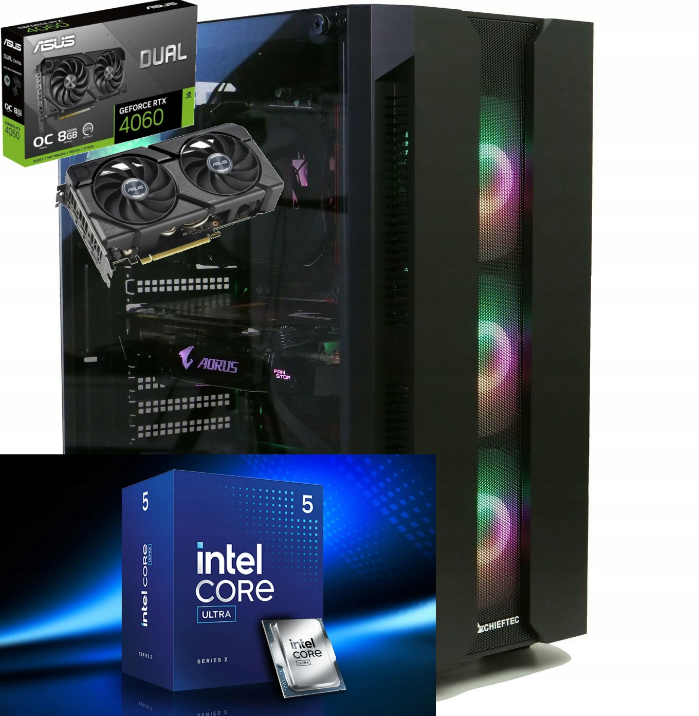 Mocný Pc Pre Hry! Ultra 5 32G DDR5 Rtx 5060 8GB M.2 Nvme 1TB 1000GB W11PRO