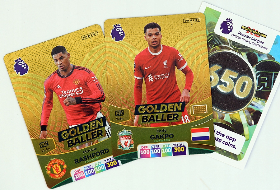 2 karty Golden Baller 650 coins Premier League 2024 Rashford Gakpo