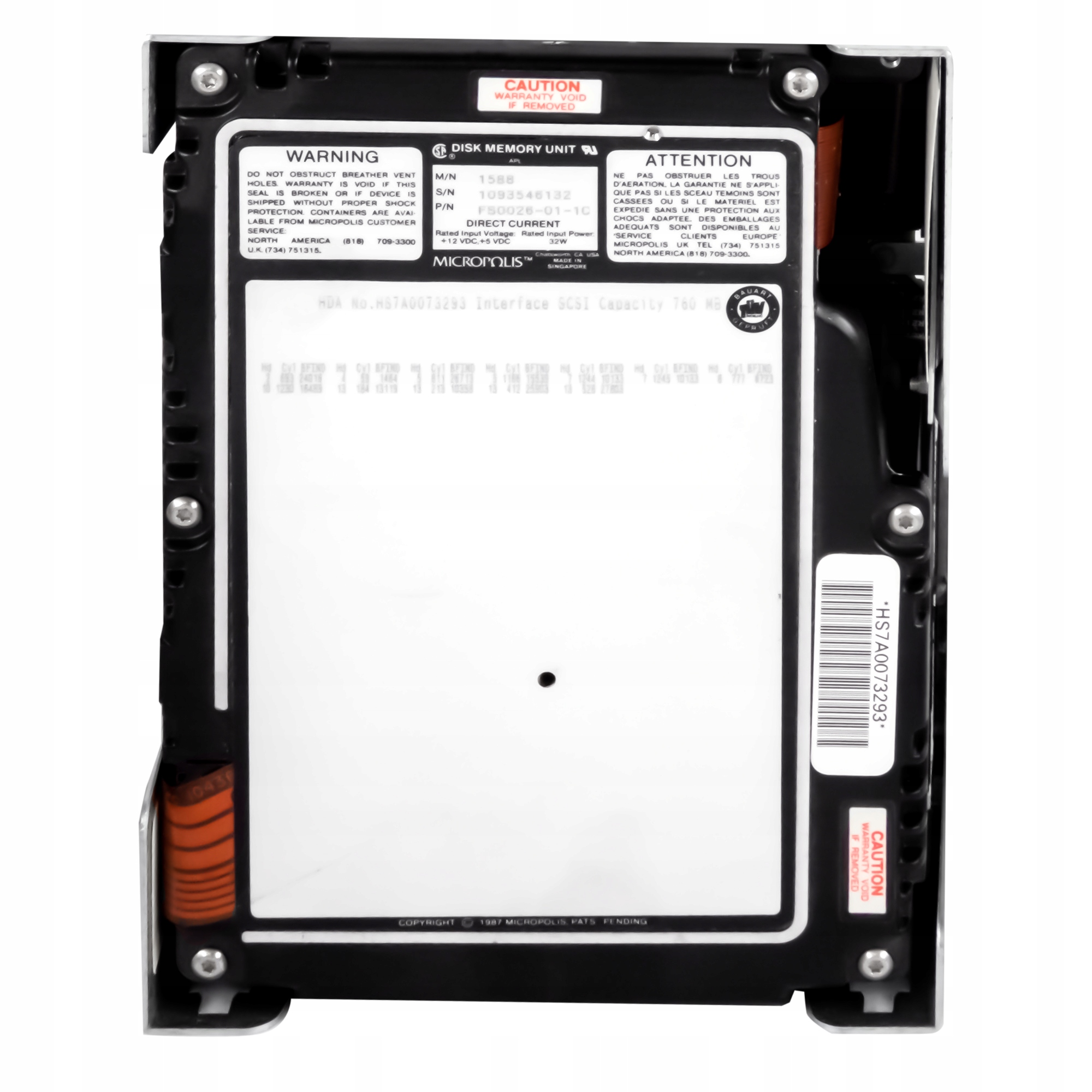 Micropolis FS0026-01-1C 760MB 3.6K Scsi 5.25" 1588 Pevný disk 760 Mb, Scsi, 5.25 palce