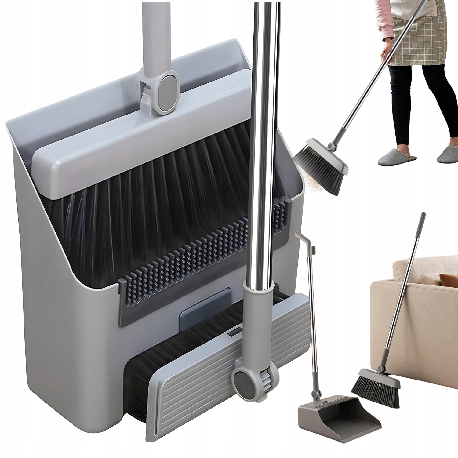 Levně Metla Úklidová Sada Smetáček Lopatka Skládací Lenoška