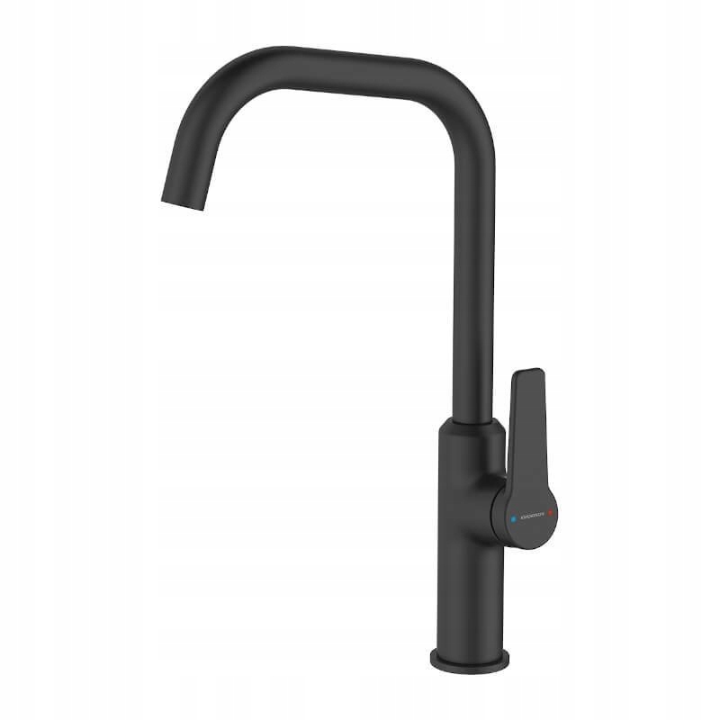 Dřezová baterie Alanis černá, páková, s pohyblivým výtokem