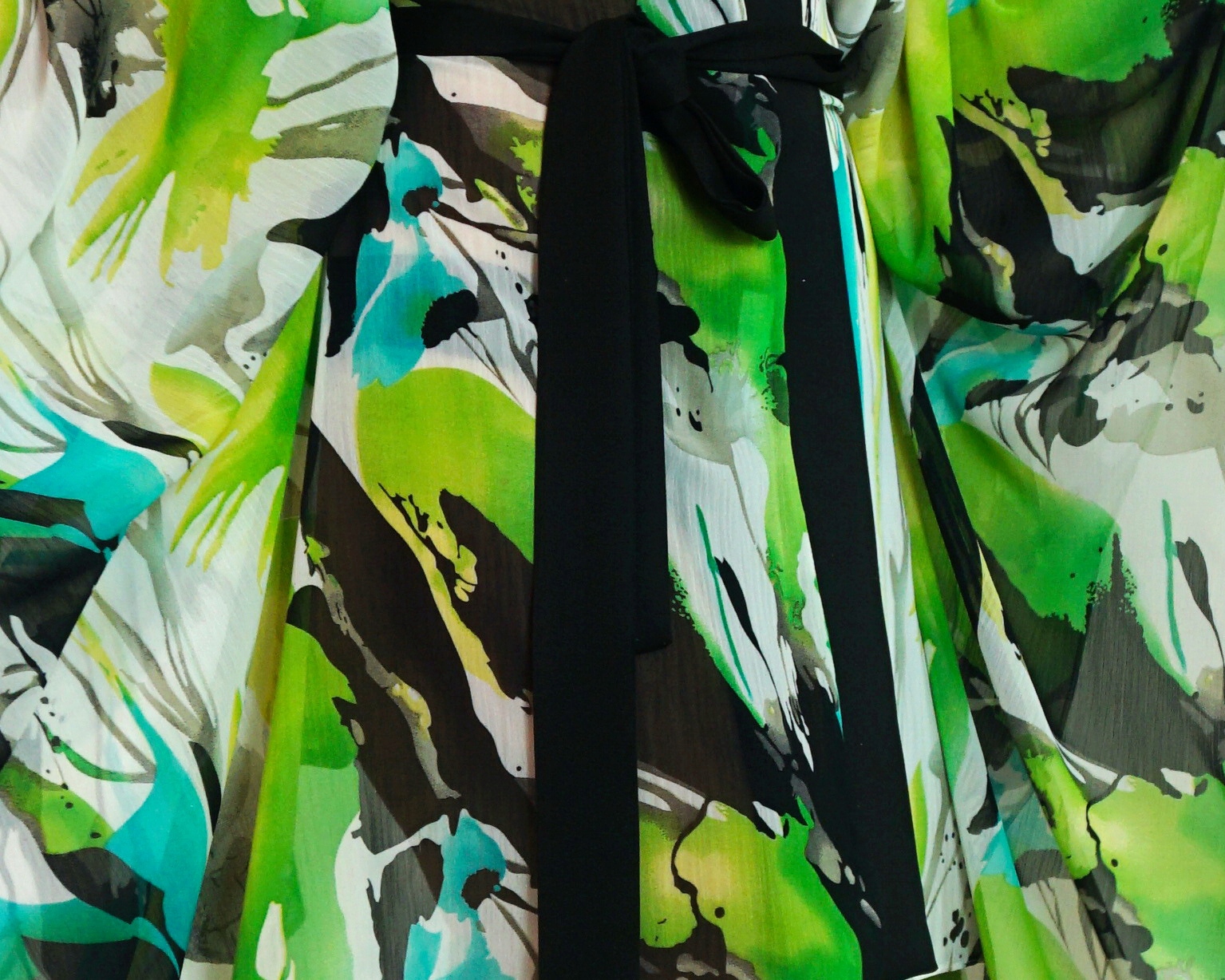 KIMONO TUNIKA PAREO PLAŻOWE PAINT MIDI SZYFON Model K1707 MIDI